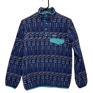 Patagonia Womens Lightweight Synchilla Fleece Pullover Wild Roots: New Navy